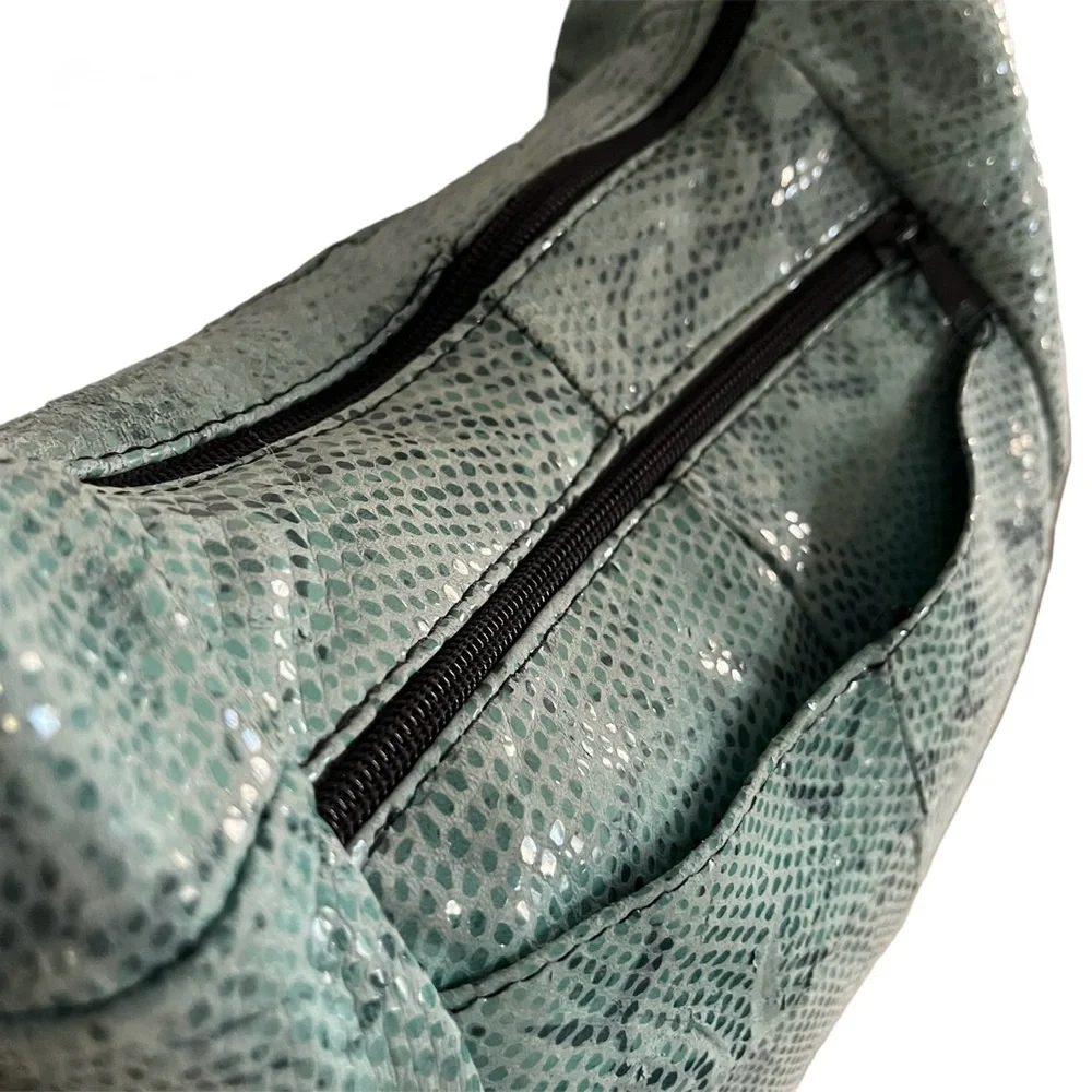 Mint Snakeskin Print Hobo Bag w Silver Sprinkle of Shimmering Fairy Dust Perfect